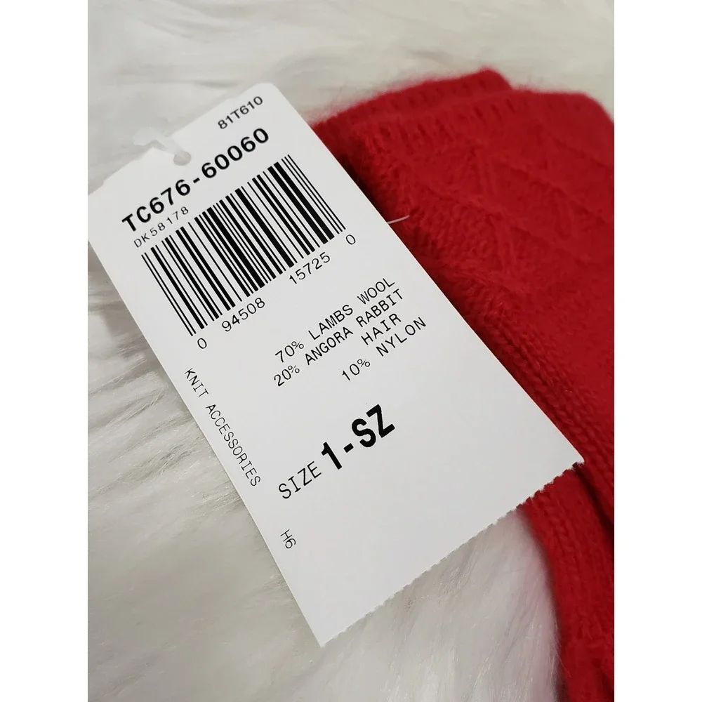NEW - Pendleton LAMBS WOOL / ANGORA RABBIT HAIR GLOVES cable‎ knit red Vintage